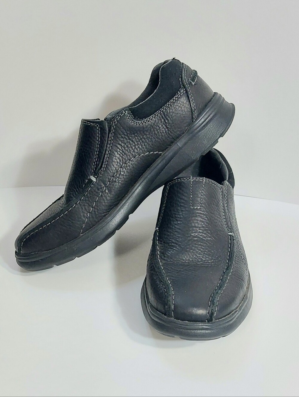 Clarks Men's Black Leather Slip-On Loafers 7.5M Cotrell Step